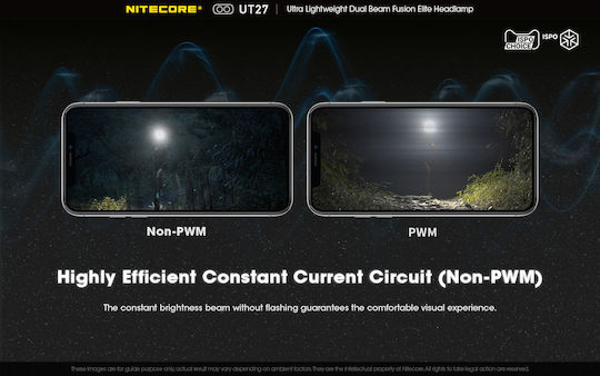 NiteCore Презареждащ се Челник LED IP66 с Максимална Яркост 520лм UT27 Pro 3 × AAA Черен