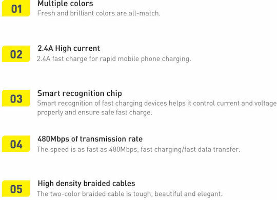 Baseus Crystal Shine Braided USB 2.0 Cable USB-C Male - USB-A 100W PD Black 1.2m CAJY000401