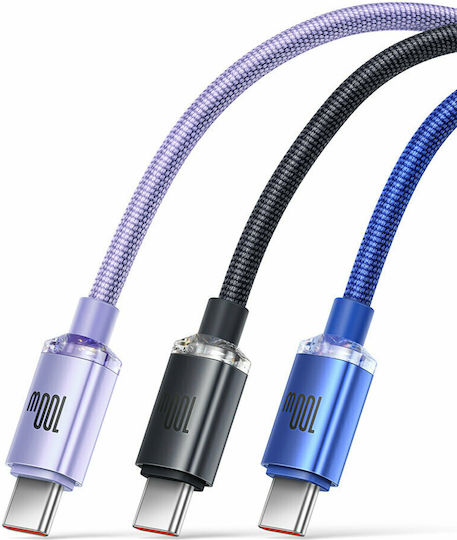 Baseus Crystal Shine Geflochtenes USB 2.0 Kabel USB-C männlich - USB-A 100W PD Lila 1,2m CAJY000405