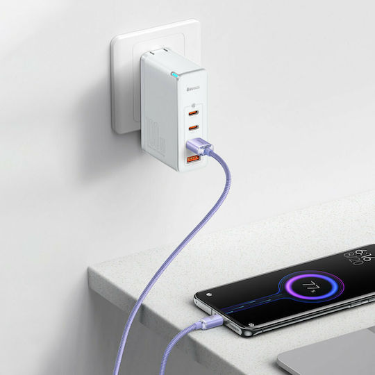 Baseus Crystal Shine Geflochtenes USB 2.0 Kabel USB-C männlich - USB-A 100W PD Lila 1,2m CAJY000405