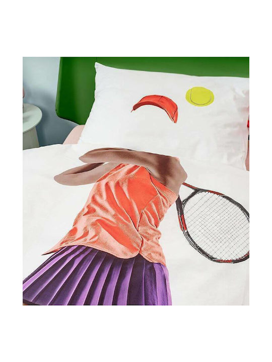 Snurk Tennis Set Kids Duvet Cover Single with Pillowcase Multicolored 140x200cm