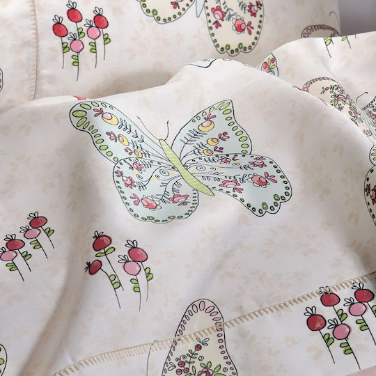 Down Town Home S122 Set Kinderbettbezug Einzel mit Kissenbezug Baumwolle Rosa 170x240cm