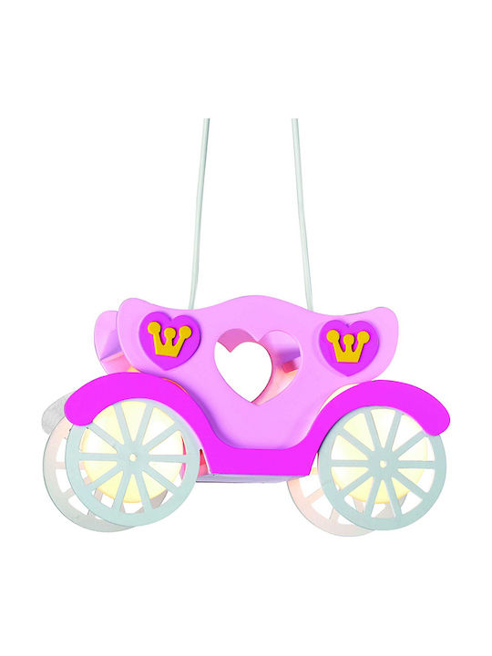 Aca Kids Wooden / Plastic Chandelier Ceiling Light E27 Carriage Pink 40W