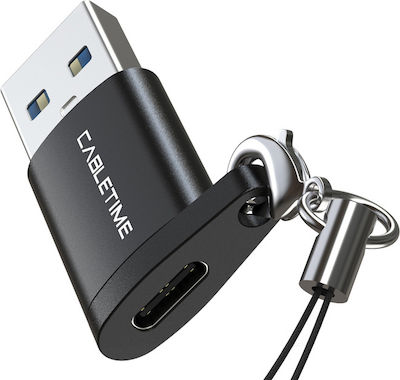 Cabletime C28 Konverter USB-A männlich zu USB-C weiblich Schwarz 1Stück