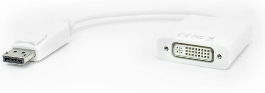 Powertech Konverter DisplayPort männlich zu DVI-I weiblich Weiß 1Stück CAB-DP005