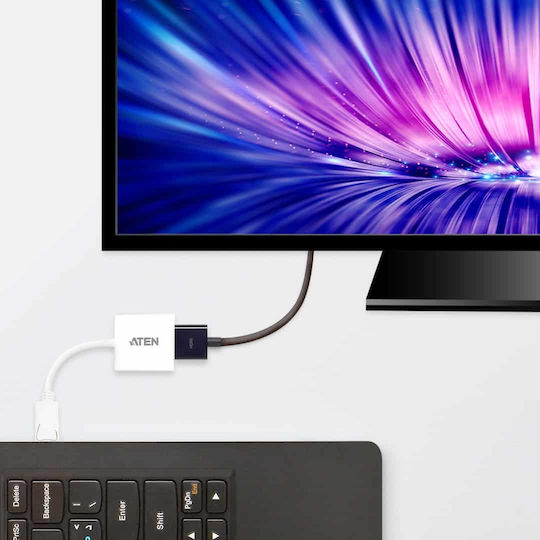 Aten Convertor DisplayPort masculin în HDMI feminin Alb 1buc VC985-AT