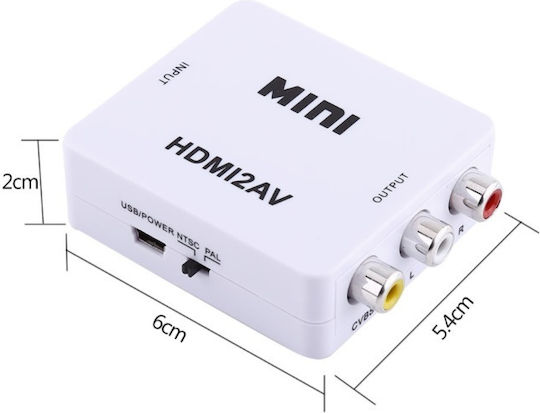 Andowl QY-V03 Converter HDMI female to RCA 2x female White 1pcs