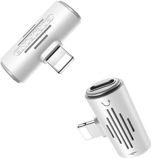 Borofone BV7 Конвертор Lightning мъжки към 3.5mm / Lightning женски Бял 1бр