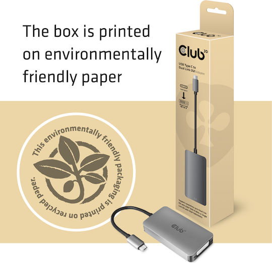 Club3D Μετατροπέας USB-C male σε DVI-I female Ασημί 1τμχ CAC-1510