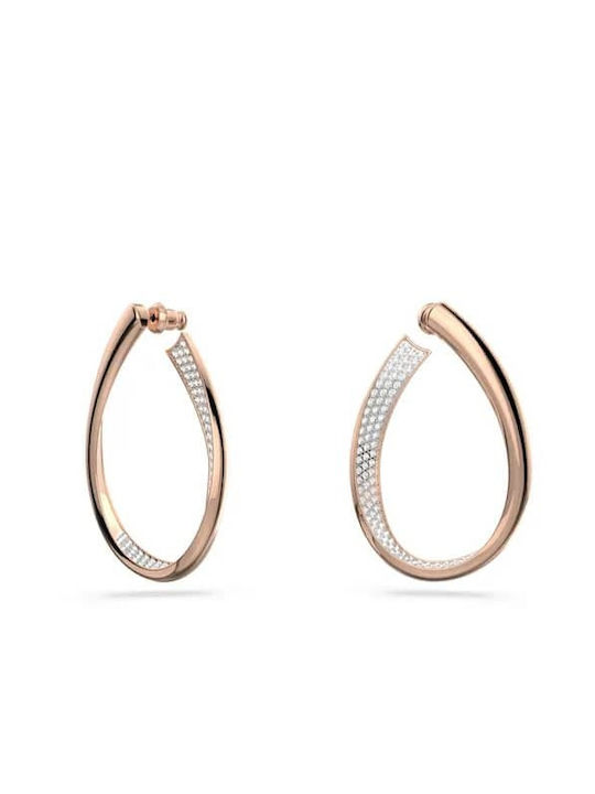 Swarovski Exist Hoop Earrings Dangling Gold Plated with Stones