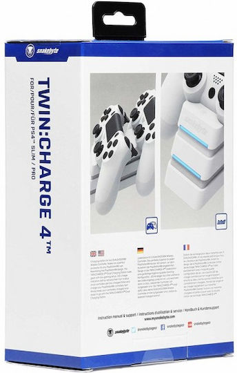 Snakebyte Twin:Charge 4 Controller-Ladestation 2 Controller PS4 mit LED-Beleuchtung Weiß