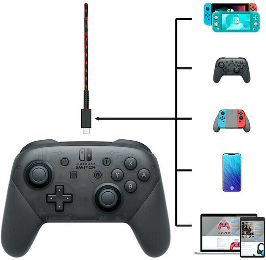 PDP USB Type C Charching Cable Кабел за Превключвател в Черен цвят