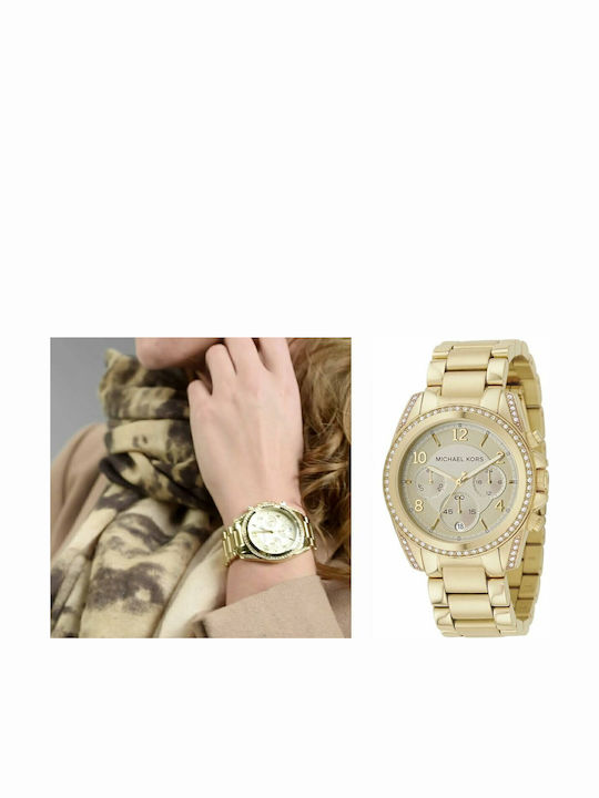 Michael Kors Blair Γυναικείο Ρολόι 38mm Χρονογράφος Μπαταρίας με Χρυσό Μεταλλικό Μπρασελέ