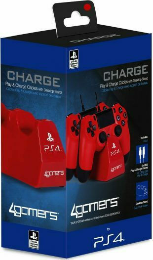 4Gamers Dual Charge 'N' Stand Βάση Φόρτισης για 2 χειριστήρια PS4 Κόκκινη