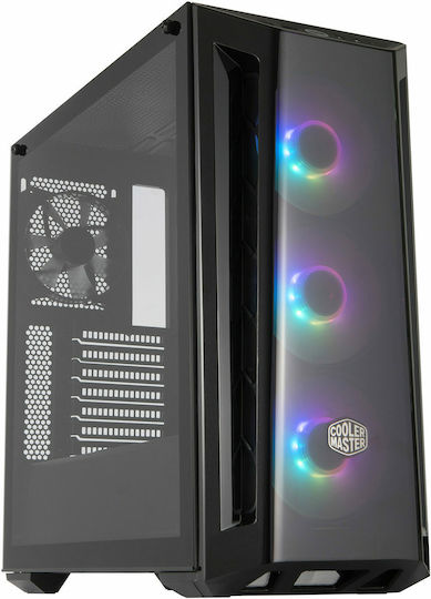 CoolerMaster MasterBox MB520 ARGB Gaming Midi-Turm Computergehäuse mit Seitenfenster Schwarz
