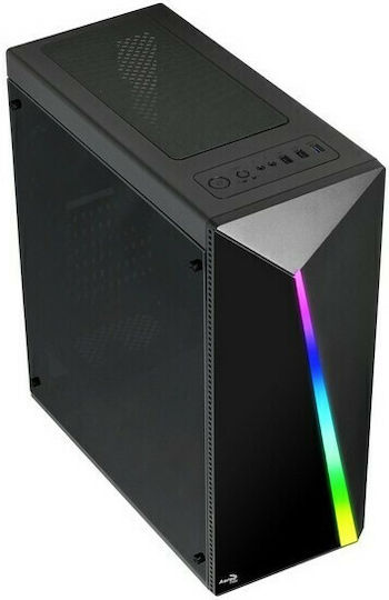 Aerocool Shard Gaming Midi Tower Κουτί Υπολογιστή με Πλαϊνό Παράθυρο Μαύρο