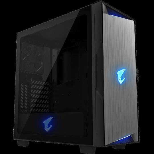 Gigabyte Aorus C300 Glass Gaming Midi Tower Κουτί Υπολογιστή με Πλαϊνό Παράθυρο και RGB Φωτισμό Μαύρο