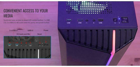 Aerocool Bionic V2 Gaming Midi Tower Computer Case With Side Window And RGB Lighting Black