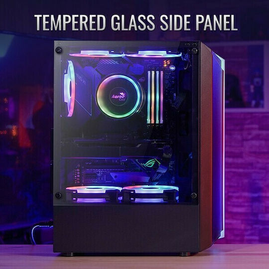 Aerocool Bionic V2 Gaming Midi Tower Computer Case With Side Window And RGB Lighting Black