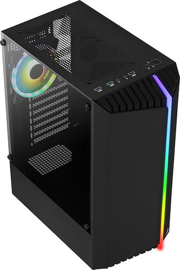 Aerocool Bionic V2 Gaming Midi Tower Computer Case With Side Window And RGB Lighting Black