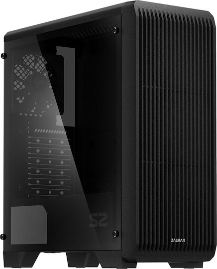 Zalman S2 TG Gaming Midi Tower Κουτί Υπολογιστή με Πλαϊνό Παράθυρο Μαύρο