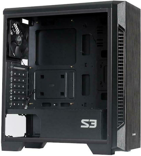 Zalman S3 TG Gaming Midi Tower Κουτί Υπολογιστή με Πλαϊνό Παράθυρο Μαύρο