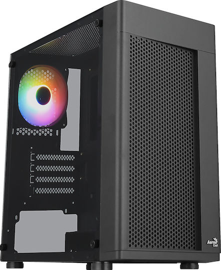 Aerocool Hexform Gaming Mini Tower Κουτί Υπολογιστή με Πλαϊνό Παράθυρο Μαύρο
