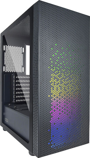 Azza Celesta 340F Геймърско бюро Midi Tower Компютърна кутия със страничен прозорец Черен