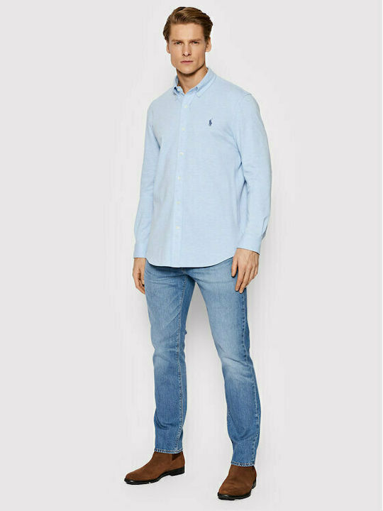Long-sleeved Cotton Shirt Light Blue