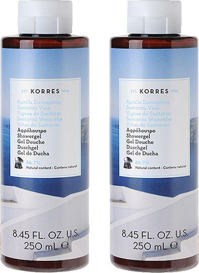Korres Santorini Vine Αφρόλουτρο σε Gel με Aloe Vera Καταπραϋντικό 2x250ml
