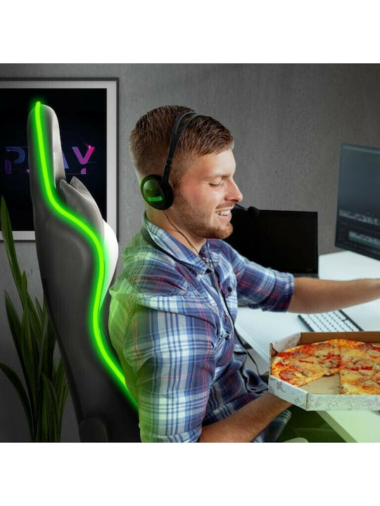 Platinet VARR Flash RGB With Remote Artificial Leather Gaming Chair with Adjustable Armrests and RGB Lighting White
