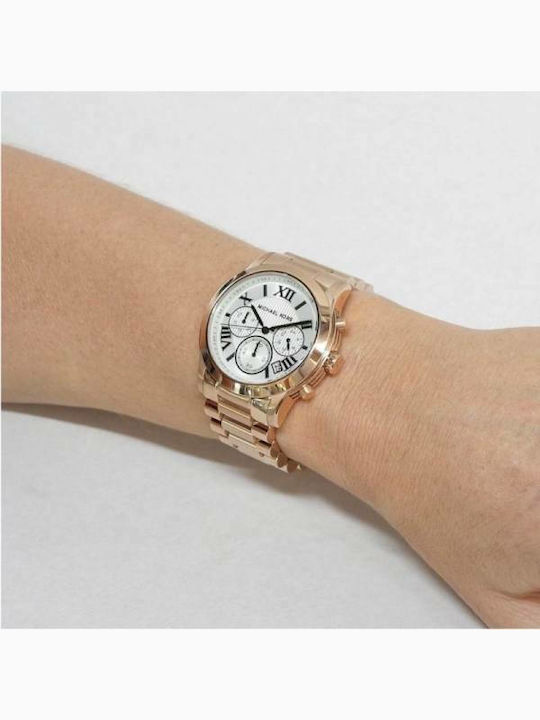 Michael Kors Watch Damen Uhr Chronograph mit Rose Gold Metallarmband