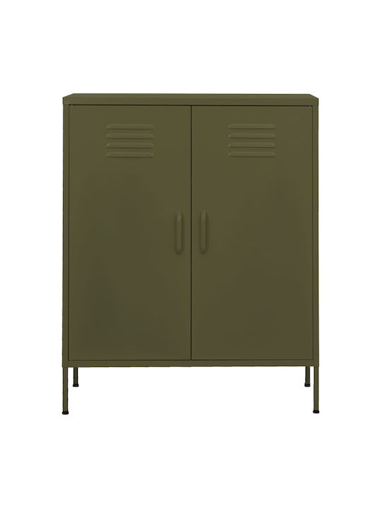 vidaXL Office Storage Cabinet Metal Green Olive 80x35x101.5cm