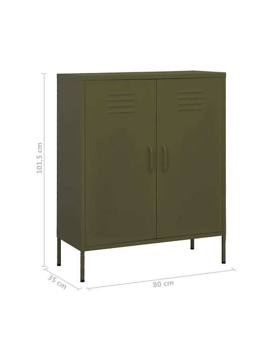 vidaXL Office Storage Cabinet Metal Green Olive 80x35x101.5cm