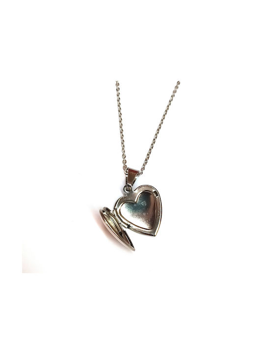 Heart necklace steel necklace steel case for photo hypoallergenic surgical steel