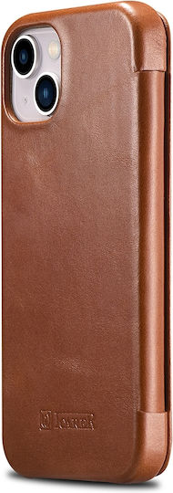 iCarer Curved Edge Vintage Book Δερμάτινο Καφέ (iPhone 13 mini)