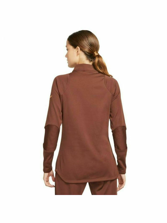 Nike Therma-Fit Women's Athletic Blouse Long Sleeve with Zipper Brown