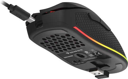 Genesis Zircon 550 Ασύρματο RGB Gaming Ποντίκι 8000 DPI Μαύρο