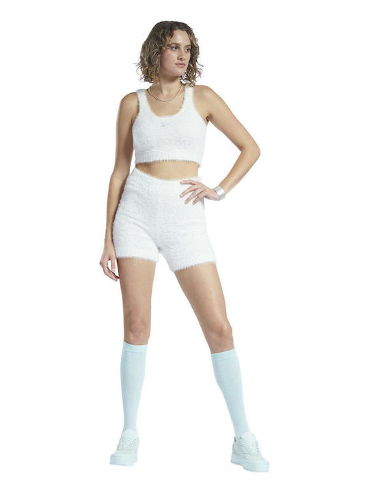 Damen Sport Crop Top Ärmellos Weiß