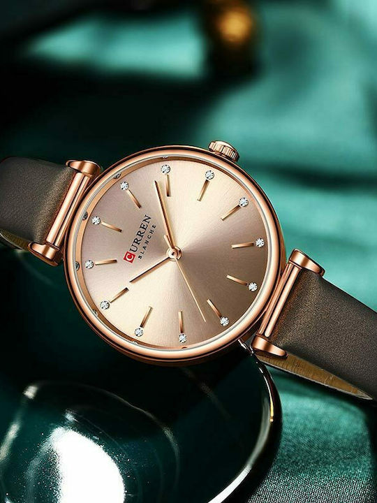 Curren Women's Watch with Brown Leather Strap