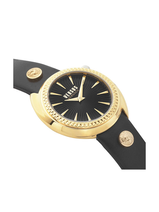 Versus by Versace Tortona Γυναικείο Ρολόι 38mm Μπαταρίας με Μαύρο Δερμάτινο Λουράκι