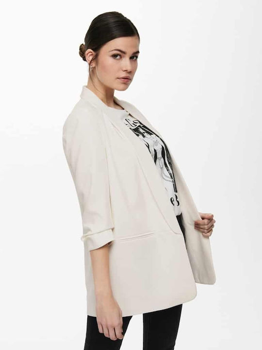 Only Elly Long Women's Waisted Blazer White