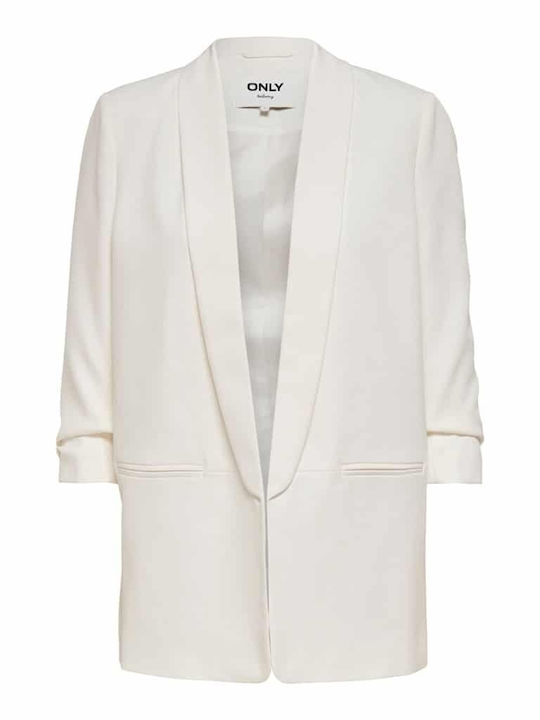 Only Elly Long Women's Waisted Blazer White