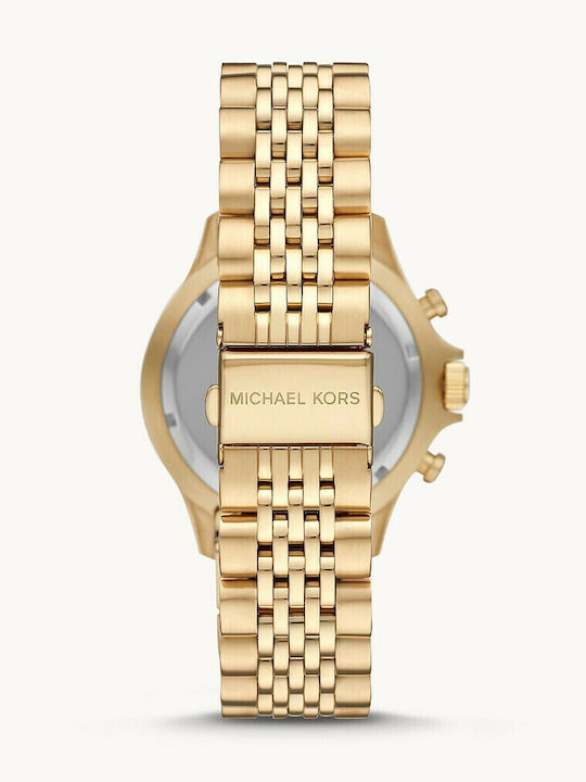 Michael Kors Bayville Ανδρικό Ρολόι 44mm Χρονογράφος Μπαταρίας με Χρυσό Μεταλλικό Μπρασελέ