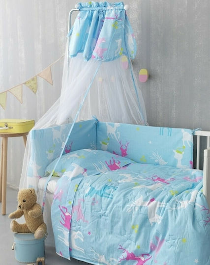 Palamaiki Set Für Krippe Baby Satin Blau 7Stück
