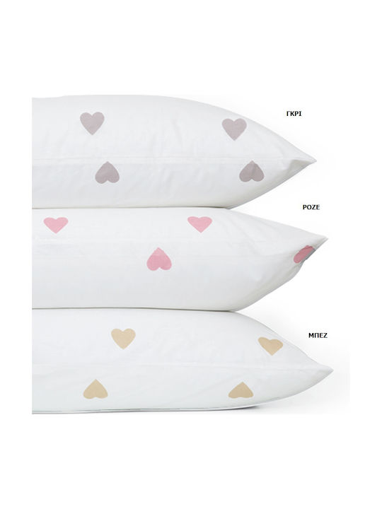 Borea Sheet Set Single Cotton Hearts Beige 160x240cm 2pcs
