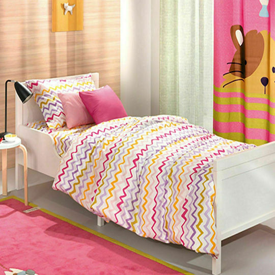 Saint Clair Σετ Σεντόνια Μονά Βαμβακερά Funny Pink 160x250cm 3τμχ