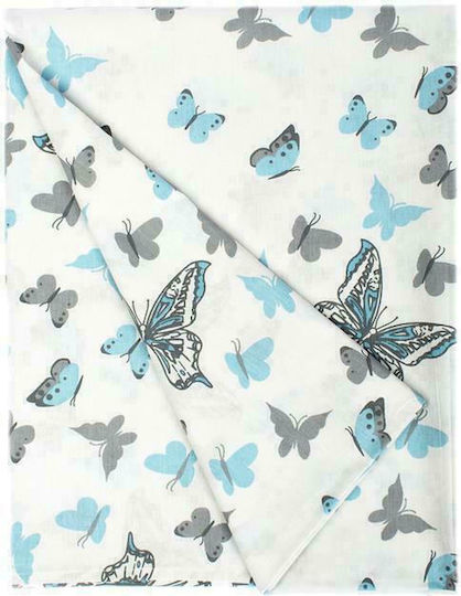 Dimcol Seturi de cearșafuri Single Bumbac Butterfly 56 Sky Blue 160x240cm 2buc