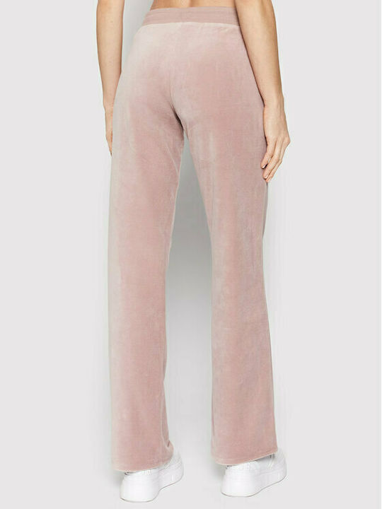 Guess Damen-Sweatpants Breit Rosa Samt