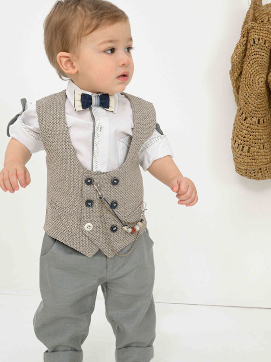 Bonito Baby Βαπτιστικό Κοστούμι Μπεζ 5τμχ Bonito Baby Βαπτιστικό Κοστούμι Μπεζ 5τμχ